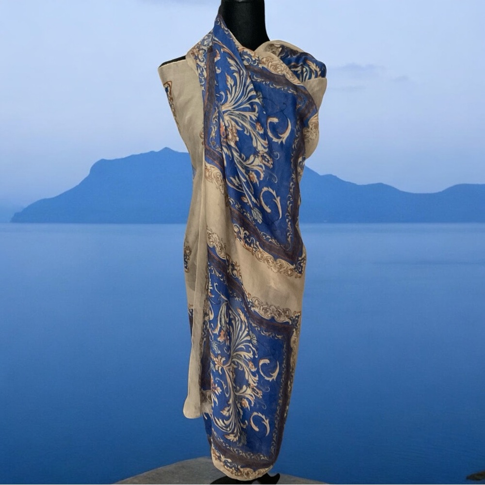 💖 Oversized Blue Cream Ornate Resort Wrap 💖